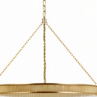 Luminaire Jingshi en forme d'anneau doré avec franges en tube de verre, longues bandes de verre verticales, éclairage chaleureux pour la décoration de plafond à domicile