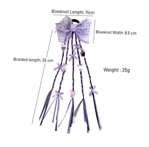 Parrucche viola con fiocco per bambine, coda di cavallo con accessori, elastici, copricapo dolce e alla moda per ragazze, accessori per capelli per bambini, <span class=keywords><strong>trecce</strong></span> - Product Image 6