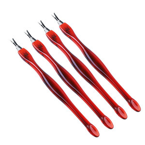 1 Pcs Plastic Handle Stainless Steel Shovel Head Trimmer Fork Dead Skin Push Cuticle Pusher Nail Callus Remover File Nail Tool