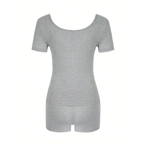 F240206 Ensemble Loungewear Personnalisable avec Logo Brodé, Débardeur <span class=keywords><strong>Court</strong></span> et <span class=keywords><strong>Short</strong></span> d'Été pour <span class=keywords><strong>Femme</strong></span>, Ensemble 2 Pièces Détente - Product Image 3