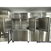 Réfrigérateur Commercial à Boissons 6 Portes en Acier Inoxydable, Congélateur Vertical Grande Capacité, Présentoir à Boissons à Commande Mécanique Directe