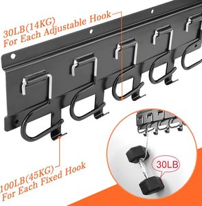 Organisateur de Garage tout en métal robuste système de stockage d'outils à montage <span class=keywords><strong>mural</strong></span> <span class=keywords><strong>support</strong></span> d'outils de jardin 3 Rails 15 crochets pour balai à <span class=keywords><strong>pelle</strong></span> à vadrouille - Product Image 1