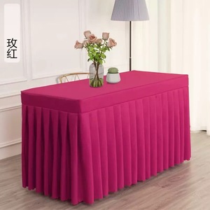 Housse de table en polyester et élasthanne tissée sur mesure de 6 pieds carrés pour les mariages, les événements, les hôtels, lavable, utilisation en extérieur, motif uni - Product Image 4