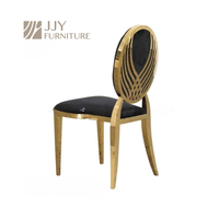 Chaise de banquet à dossier ovale en cuir blanc avec cadre doré de luxe JJY-YHY-H002 pour un dîner et des événements élégants