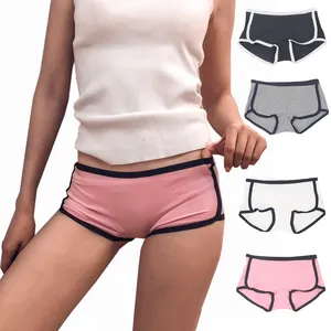 Cueca de algodão para mulheres, popular, esportiva, personalizada, cor sólida, boxer, cueca