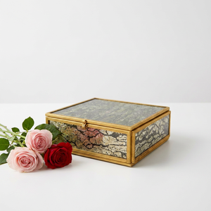 Manufacturers Latest Brass Framed Mercury Glass Organizer <b>Box</b> for <b>Storage</b> & Home Decoration - Product Image 2