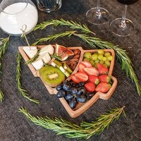 Ensemble de plateaux de service en bambou de Noël, plateaux à apéritifs en forme de sapin de Noël, vaisselle pour restaurant, hôtel, fête de Noël