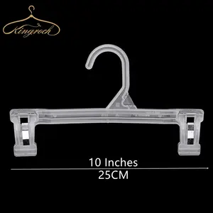 China Factory Wholesale 10 Inch Transparent Space Saving Rack Women Pants Sturdy Plastic Bottom Hanger With Non Slip Clip