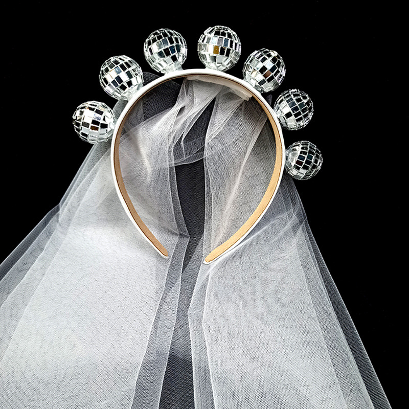 Bianco - Fascia per capelli + velo