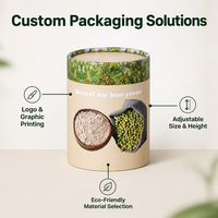 Emballage en tube de papier de qualité alimentaire personnalisé, résistant à l'humidité, avec doublure en aluminium, conteneur cylindrique en carton pour poudre de soja