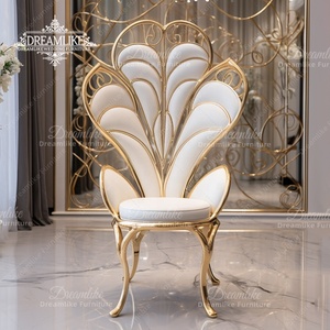 كرسي عرش فندق كرسي حفلات زفاف كرسي حبيبة من الفولاذ المقاوم للصدأ مطلي بالذهب كرسي زفاف - Product Image 1