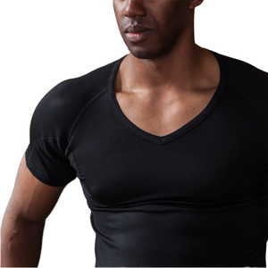 T-shirt pour homme à col en V, blanc, à carreaux, en modal, ultra-doux, respirant, plus absorbant, anti-transpiration - Product Image 2