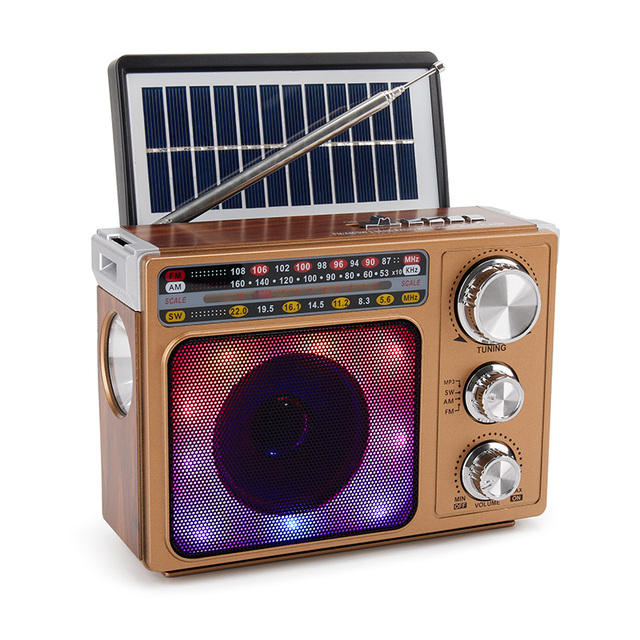 MLK-8108 Hot Selling Solar Vintage Radio Portable Fm Am Sw Radio Built-in Speaker Rechargeable Radio
