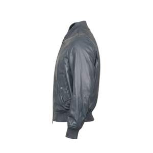 Veste bomber en cuir véritable bleu surdimensionnée pour hommes, vente en gros, écologique, respirante, streetwear en spandex - Product Image 4