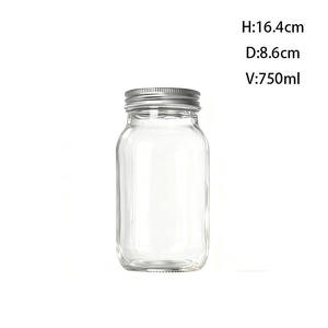 Bocaux en verre ronds Mason 750 ml 1000 ml 25 oz 32 oz vides pour caviar, cornichons, confiture, miel, <span class=keywords><strong>conserve</strong></span> alimentaire avec couvercle en métal - Product Image 4