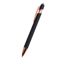 Bolígrafo Metálico 2 en 1 con Punta de Bola, Tinta Negra/Azul, Acabado Oro Rosa, Compatible con Pantallas Táctiles, Regalo para Oficina y Escuela