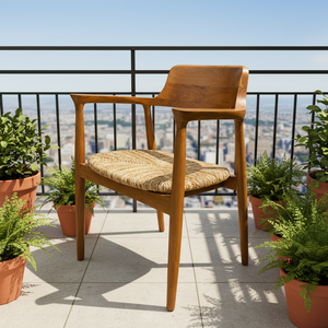 Fauteuil lounge en teck moderne - Siège élégant et durable, respectueux de l'environnement, pour salon, bureau à domicile, appartement, chambre, extérieur, villa et hôtel - Product Image 5