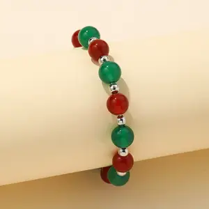 Wholesale Women Multicolor Natural Onyx Red and Green Agate Gemstone Beaded Bracelets