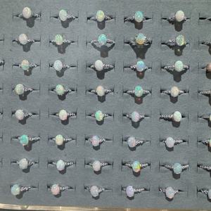 وصل حديثًا من الفضة الإسترلينية ، خاتم إصبع قابل للتعديل ، أحجار كريمة خام بيضاوية لتزيين المجوهرات - Product Image 3