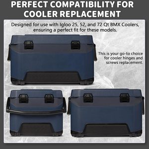 Igloo Cooler Hinge Replacement Parts 25 52 72 Qt Durable Black Plastic With Screws For BMX Coolers - Product Image 4