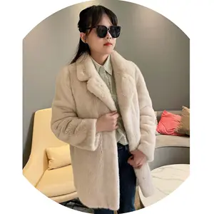 New Luxury Flat Long Style Elegant Modern Real Mink Fur Coat
