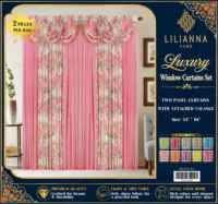 Cortinas de Tul Floral y Cenefas Transparentes con Bolsillo para Barra, Listas para Enviar, para Sala de Estar, Paquete al por Mayor de 2 Conjuntos