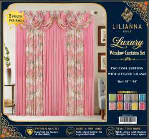 <span class=keywords><strong>Tende</strong></span> <span class=keywords><strong>e</strong></span> mantovane in tulle floreale pronte per la spedizione, velate con passante per asta, per soggiorno, confezione all'ingrosso da 2 set - Product Image 2