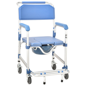 Chaise de toilette à roulettes pliable et portable pour personnes âgées et handicapées, idéale pour la douche - Product Image 2