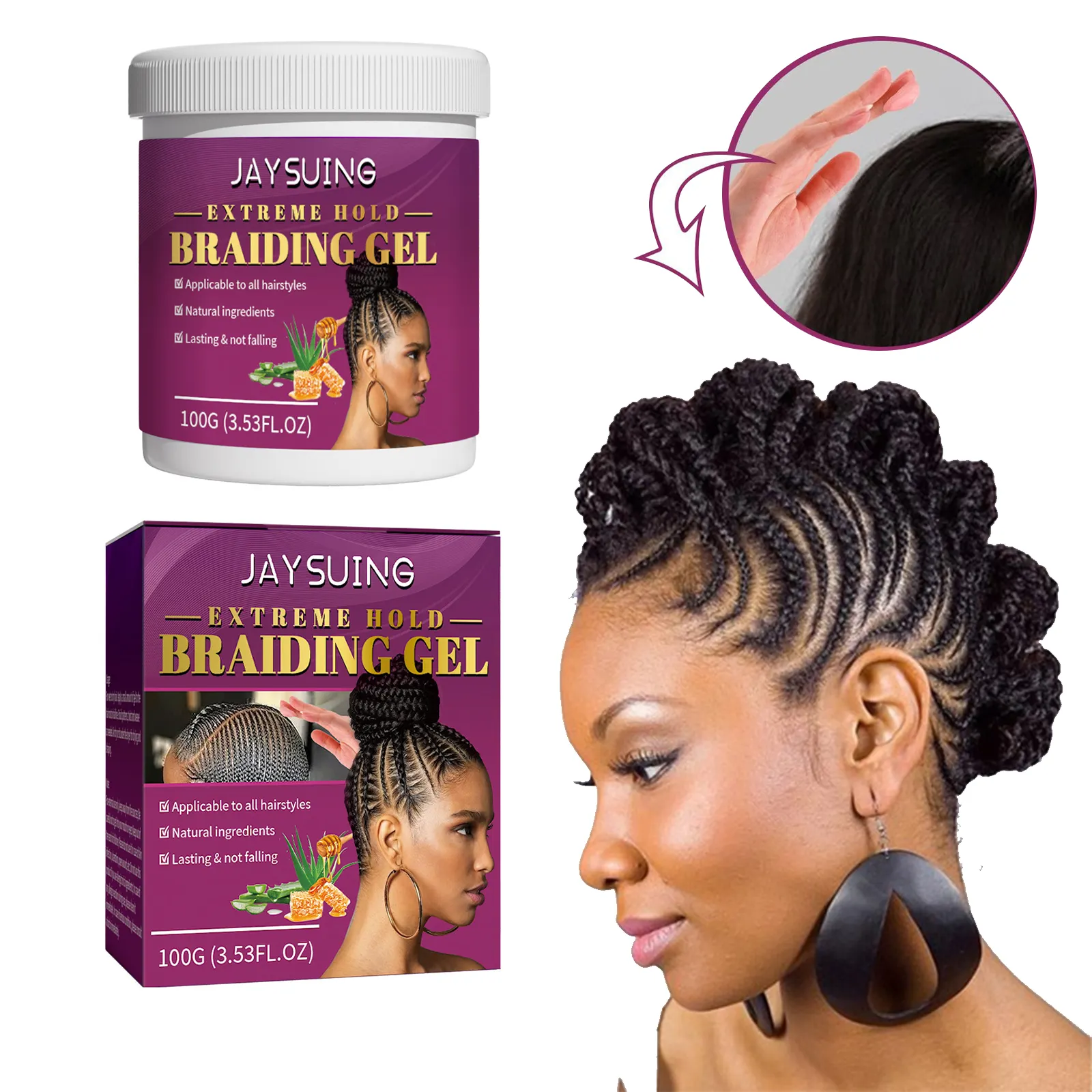 Shining Conditioning Braiding Gel Extra Hold for Braiding Twisting Smooth Edges Braid Gel African Hair
