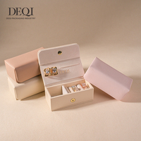 Boîte de rangement à bijoux portable DEQI, organisateur de bijoux personnalisable, mini boîte de rangement à bijoux rectangulaire, boîte à bijoux de voyage
