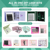 Precio de fábrica, marca privada, kits de pestañas DIY, 8-16mm, rizo D, kit de pestañas postizas personalizadas, efecto ojo de zorro, segmentos precortados