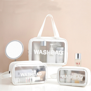 Hot Sale Large Capacity Lady Style PVC Wasch beutel für Frauen für rosa Make-up-Tasche mit Reiß verschluss und Griff funktion Wasserdicht - Product Image 1