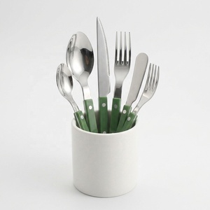 Ensemble de couverts en acier inoxydable pour restaurant avec manche en acrylique marbré <span class=keywords><strong>bleu</strong></span> rose vert - Product Image 1