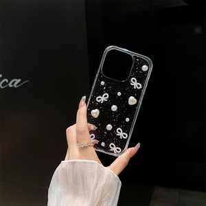 Custodia per <span class=keywords><strong>iPhone</strong></span> 16 in Stile Coreano <span class=keywords><strong>con</strong></span> Perle e Cuore Glitterato, Trasparente per <span class=keywords><strong>iPhone</strong></span> 15 Pro Max, 14, 13, 12, 11, Xsmax, 17 - Product Image 3
