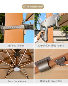 Sombrilla de Lujo para <span class=keywords><strong>Patio</strong></span> con Luces LED Solares de 102" Poste Fuerte de Aluminio Impermeable Muebles de Exterior Parasol Cantilever Desplazado para Jardín - Product Image 5