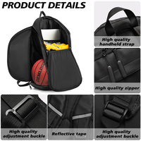 Sac à dos de sport unisexe personnalisé, fermeture éclair, design imperméable, polyester PU, capacité 20-37L, football, basketball, extérieur