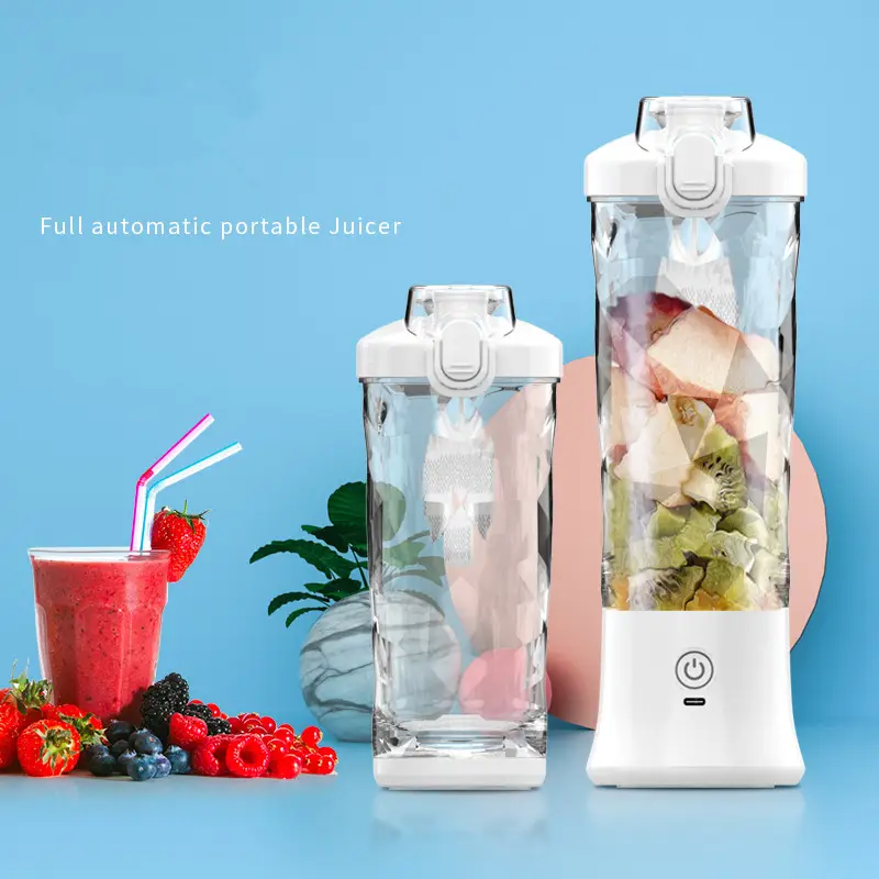 600ml Portable Blender Mini Fruit Juicer New Design Food Grade Material Rechargeable USB Electric Ice Mixer Juicers Cup