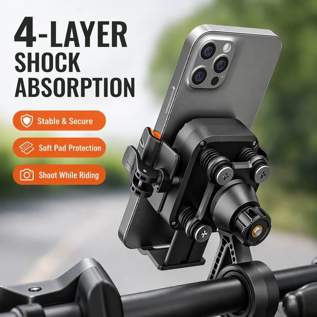 Shockproof Bike Phone Mount Motorcycle Bicycle Phone Holder 360 Rotation Mechanical Lock Anti Vibration Customized Logo