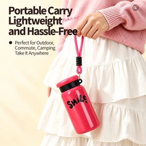 Stainless Steel Vacuum Insulated Tumbler Portable Pocket <b>Water</b> <b>Bottle</b> Leak Proof with Strap for Travel Gym - Product Image 4