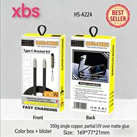 Cable de Carga Rápida de Silicona Trenzada de 240W con Soporte para Teléfono, Cable Cargador Tipo-C 2 en 1 con Adaptador de Soporte