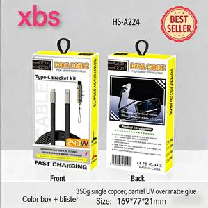 Câble de charge rapide tressé en nylon 240W avec support de téléphone, cordon de charge Type-C <span class=keywords><strong>2</strong></span>-en-1 avec adaptateur de support - Product Image 6