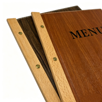 Menu personnalisé A4 en similicuir grain de bois pour hôtels et restaurants, avec clip pour menu de restaurant et livre de recettes à texture bois
