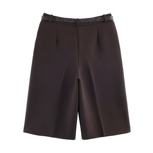 Shorts chics pour femmes, taille haute, coupe ample, jambes larges, avec ceinture, style Y2K, pantalon décontracté coupe droite, style Boyfriend - Product Image 5