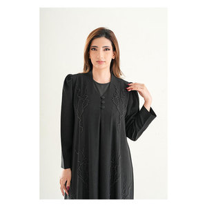Abaya de Alta Calidad con Elegante Caída, Jacquard Premium, Bordado a Mano, Corte Medianoche, para Mujer - Product Image 1