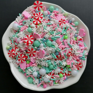 1kg DIY Craft Slime sprinkles trắng bông tuyết màu hồng giáng sinh mía mix Kẹo Bạc Hà Hạt trộn Polymer đất sét sprinkles lát - Product Image 2