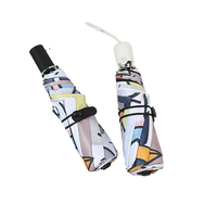 Parapluie semi-automatique à trois volets de style dessin animé mignon de côtes 8K pour adultes pour pluie soleil petites dames fraîches voyage utilisation en gros