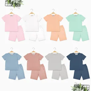 Conjunto de roupas 2 pcs para crianças, pijamas de bambu