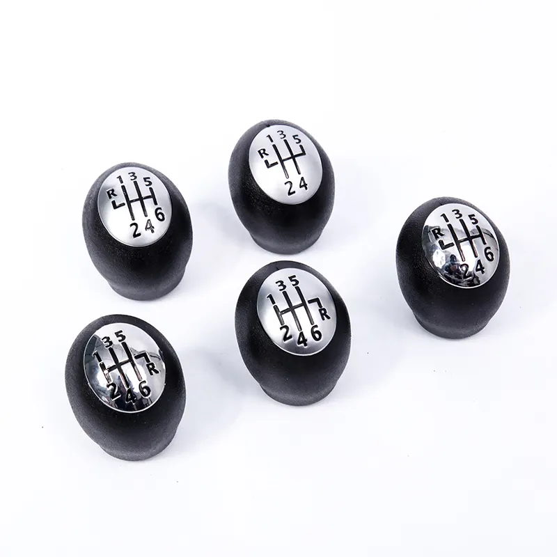 Dongjie Factory 5 speed 6 speed matte silver leather gear shift knob for renault megane 2 gear lever