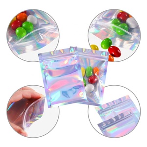 Bolsa de dulces reutilizable con logotipo personalizado, embalaje con cierre de cremallera, bolsas holográficas de Mylar para alimentos, muestras gratuitas de plástico impresas - Product Image 4