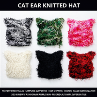 Bonnet en tricot doux avec oreilles de chat, chaud et coupe-vent, idéal pour le cyclisme en extérieur et le streetwear